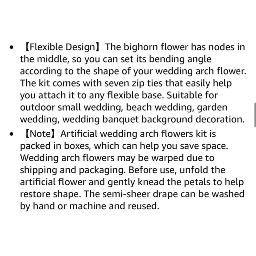 (40)Wedding Arch Flowers Kit -birthday 5pcs Artificial Floral Arch Not Include